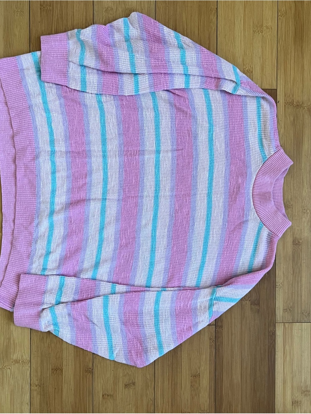Show Me Your MuMu Pink, Light Blue & White Striped Crewneck Sweater - Picture 3 of 4